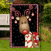 Lofaris Lovely Elk Bauble Black Snow Christmas Garden Flag